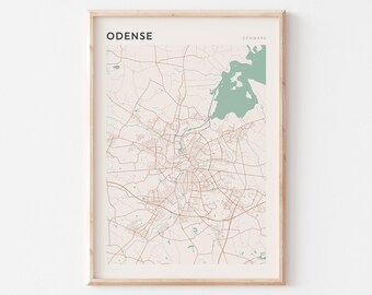 Odense Map Poster, Odense Print, Odense Poster, Odense Wall Art, Denmark, Travel Gift, Farmhouse Decor