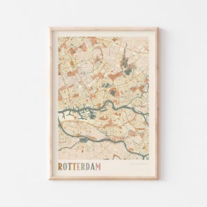 Poster carte de Rotterdam, impression Rotterdam, poster Rotterdam, art mural Rotterdam, Pays-Bas, cadeau de voyage, art mural bohème