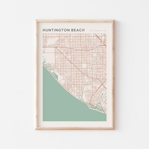 Affiche de carte de Huntington Beach, impression de Huntington Beach, affiche de Huntington Beach, art mural de Huntington Beach, Californie, cadeau de voyage, ferme