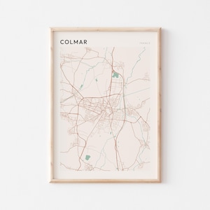 Póster con mapa de Colmar, impresión de Colmar, póster de Colmar, arte mural de Colmar, Francia, regalo de viaje, póster escandinavo