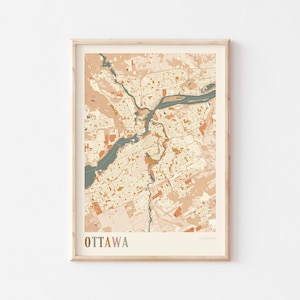 Póster con mapa de Ottawa, arte mural de Ottawa, mapa de la ciudad de Ottawa, mapa de Ottawa, impresión de mapa de Ottawa, impresión de viaje de Ottawa, Ottawa, Canadá, arte mural bohemio