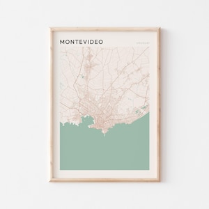 Affiche de carte de Montevideo, impression de Montevideo, affiche de Montevideo, art mural Montevideo, Uruguay, cadeau de voyage, art minimaliste