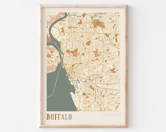 Buffalo Map Poster, Buffalo Print, Buffalo Poster, Buffalo Wall Art, New York, Travel Gift, Boho Wall Art