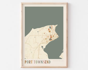 Port Townsend Map Poster, Port Townsend Print, Port Townsend Poster, Port Townsend Wall Art, Washington, Travel Gift, Boho Decor