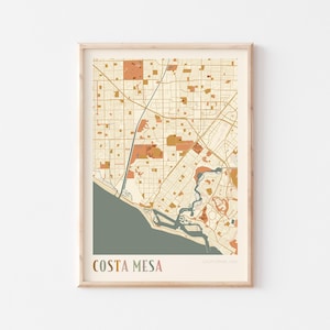 Costa Mesa Karte Poster, Costa Mesa Druck, Costa Mesa Poster, Costa Mesa Wandkunst, Kalifornien, Reisegeschenk, Boho Dekor