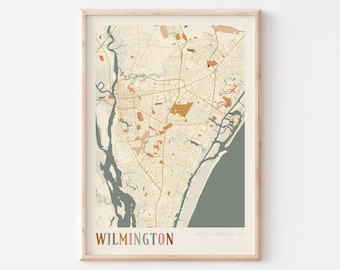 Wilmington Map Poster, Wilmington Print, Wilmington Poster, Wilmington Wall Art, North Carolina, Travel Gift, Boho Decor