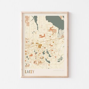 Lacey Karte Poster, Lacey Druck, Lacey Poster, Lacey Wandkunst, Washington, Reise Geschenk, Boho Dekor