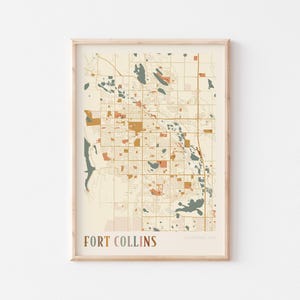Affiche de carte de Fort Collins, impression de Fort Collins, affiche de Fort Collins, art mural Fort Collins, Colorado, cadeau de voyage, impression bohème