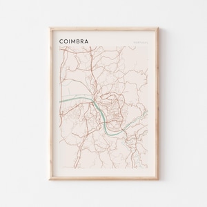 Affiche de carte de Coimbra, impression de Coimbra, affiche de Coimbra, art mural de Coimbra, Portugal, cadeau de voyage, art mural Scandi