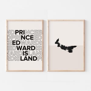 Prince Edward Island Set of 2 Prints, Prince Edward Island Print, Prince Edward Island Map Poster, Prince Edward Island Map Minimalist Art,