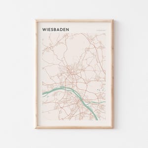 Affiche de carte de Wiesbaden, impression de Wiesbaden, affiche de Wiesbaden, art mural de Wiesbaden, Allemagne, cadeau de voyage, art minimaliste