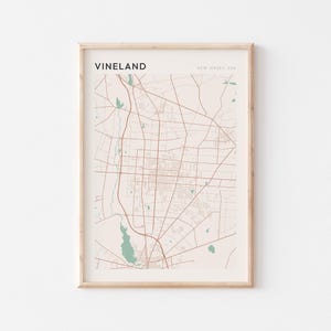 Affiche de carte Vineland, impression Vineland, affiche Vineland, art mural Vineland, New Jersey, cadeau de voyage, art mural minimaliste
