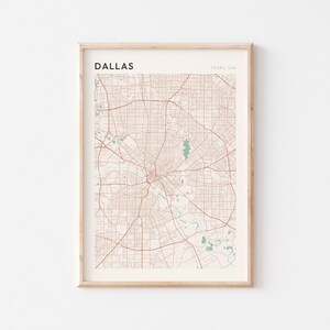 Affiche de carte de Dallas, affiche de Dallas, impression de Dallas, art mural Dallas, plan des rues de Dallas, impression de carte de Dallas, Dallas Texas