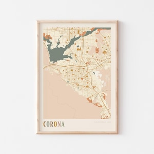 Corona Map Poster, Corona Print, Corona Poster, Corona Wall Art, California, Travel Gift, Boho Wall Art, Entryway Decor