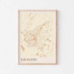 Pôster com o mapa de San Marino, impressão de San Marino, pôster de San Marino, arte de parede de San Marino, San Marino, presente de viagem, arte de parede estilo boho