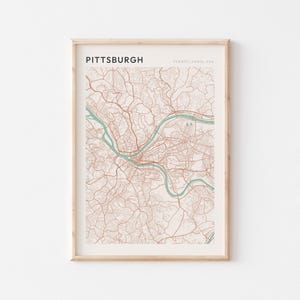 Pittsburgh kaart poster, Pittsburgh print, Pittsburgh poster, Pittsburgh Wall Art, Pennsylvania, reiscadeau, boerderij decor