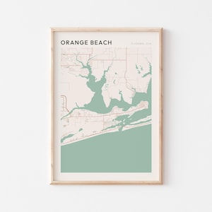Affiche de carte de plage orange, impression de plage orange, affiche de plage orange, art mural de plage orange, Alabama, cadeau de voyage, décoration murale de ferme