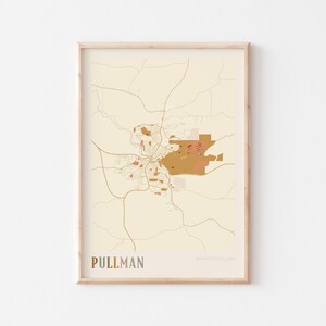 Pullman Karte Poster, Pullman Druck, Pullman Poster, Pullman Wandkunst, Washington, Reise Geschenk, Boho Dekor