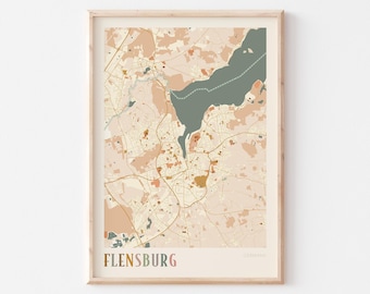 Flensburg Map Poster, Flensburg Print, Flensburg Poster, Flensburg Wall Art, Germany, Travel Gift, Boho Decor