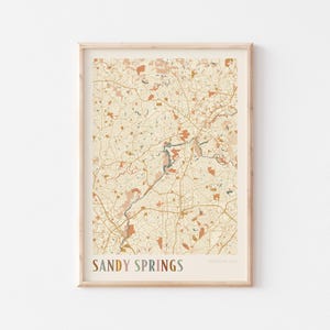 Affiche de carte de Sandy Springs, impression de Sandy Springs, affiche de Sandy Springs, art mural Sandy Springs, Géorgie, cadeau de voyage, impression bohème, cadeau à maman