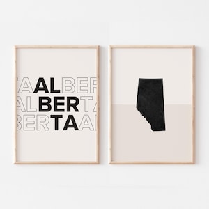 Alberta Set of 2 Prints, Alberta Print, Alberta Map Poster, Alberta Map Print Minimalist Boho Wall Art, Alberta Wall Art