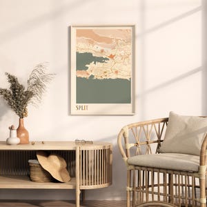 Kaartposter splitsen, print splitsen, poster splitsen, kunst aan de muur splitsen, Kroatië, reiscadeau, boho kunst aan de muur afbeelding 3