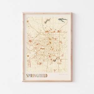 Springfield Map Poster, Springfield Print, Springfield Poster, Springfield Wall Art, Missouri, Travel Gift, Boho Decor