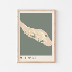 Affiche de carte de Willemstad, impression de Willemstad, affiche de Willemstad, art mural Willemstad, Curaçao, cadeau de voyage, déco bohème