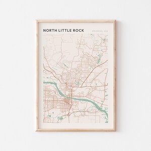 Affiche de carte de North Little Rock, impression de North Little Rock, affiche de North Little Rock, art mural de North Little Rock, Arkansas, cadeau de voyage