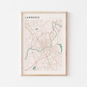 Lawrence Map Poster, Lawrence Print, Lawrence Poster, Lawrence Wall Art, Massachusetts, Travel Gift, Minimalist Art