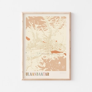 Ulaanbaatar Map Poster, Ulaanbaatar Print, Ulaanbaatar Poster, Ulaanbaatar Wall Art, Mongolia, Travel Gift, Boho Poster
