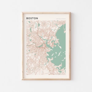 Cartaz do mapa de Boston, arte da parede de Boston, mapa da cidade de Boston, cartaz de Boston, impressão de Boston, impressão de Boston, Boston EUA, mapa de Massachusetts