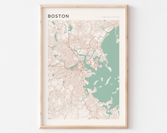 Boston Map Poster, Boston Wall Art, Boston City Map, Boston Poster, Boston Print, Boston Print, Boston USA, Massachusetts Map