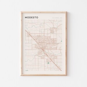 Modesto Karte Poster, Modesto Druck, Modesto Poster, Modesto Wandkunst, Kalifornien, Reise Geschenk, Bauernhaus Wanddekoration, Skandinavisches Poster