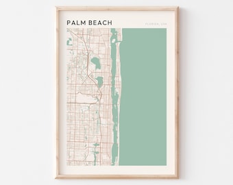 Palm Beach Map Poster, Palm Beach Print, Palm Beach Poster, Palm Beach Wall Art, Florida, Travel Gift, Scandi Poster