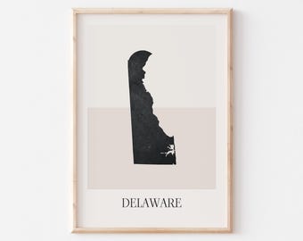 Delaware kaart poster, Delaware print, Delaware kaart print minimalistische boho kunst aan de muur, Delaware Art Print decor voor thuis of cadeau
