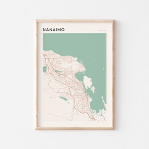 Póster con mapa de Nanaimo, arte mural de Nanaimo, mapa de Nanaimo, póster de Nanaimo, impresión de Nanaimo, Nanaimo, Nanaimo, Canadá, Columbia Británica, viajes a Nanaimo