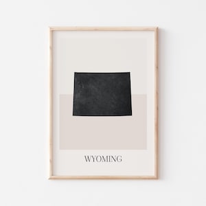 Affiche de carte du Wyoming, impression du Wyoming, impression de carte du Wyoming, art mural bohème minimaliste, impression d'art du Wyoming déco pour la maison ou un cadeau