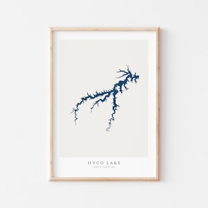 Lago Hyco, Stampa del Lago Hyco, Poster del Lago Hyco, Arte del Lago Hyco, Arte murale del Lago, Stampa della mappa del Lago, Regalo per la casa sul lago, Arte del Lago, Carolina del Nord