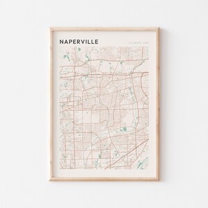 Affiche de carte de Naperville, impression de Naperville, affiche de Naperville, art mural de Naperville, Illinois, cadeau de voyage, affiche de Scandi