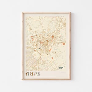 Pôster com o mapa de Yerevan, impressão de Yerevan, pôster de Yerevan, arte de parede de Yerevan, Armênia, presente de viagem, arte de parede estilo boho