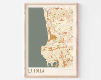 La Jolla Map Poster, La Jolla Print, La Jolla Poster, La Jolla Wall Art, California, Travel Gift, Boho Poster