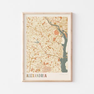 Alexandria Karte Poster, Alexandria Druck, Alexandria Poster, Alexandria Wandkunst, Virginia, Reisegeschenk, Boho Dekor