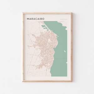 Affiche de carte de Maracaibo, impression de Maracaibo, affiche de Maracaibo, art mural de Maracaibo, Venezuela, cadeau de voyage, art minimaliste