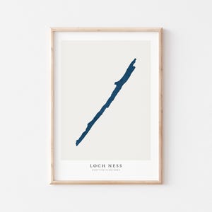 Loch Ness, stampa di Loch Ness, poster di Loch Ness, arte di Loch Ness, arte murale del lago, stampa della mappa del lago, regalo della casa sul lago, stampa del lago, arte del lago