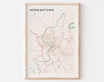 Morgantown Map Poster, Morgantown Print, Morgantown Poster, Morgantown Wall Art, West Virginia, Travel Gift, Minimalist Print