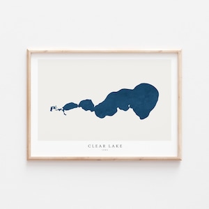 Clear Lake, stampa di Clear Lake, poster di Clear Lake, arte di Clear Lake, arte murale del lago, stampa della mappa del lago, regalo per la casa sul lago, stampa del lago, arte del lago, Iowa