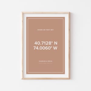Custom Coordinates Print, Where We Met, Where It All Began, First Date, Personalized Anniversary Gift, Engagement Gift, Valentine&#39;s Day Gift