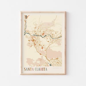 Affiche de carte Santa Clarita, impression Santa Clarita, affiche Santa Clarita, art mural Santa Clarita, Californie, cadeau de voyage, art mural Boho