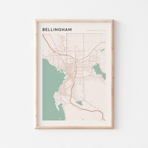 Bellingham Karte Poster, Bellingham Druck, Bellingham Poster, Bellingham Wandkunst, Washington, Reisegeschenk, minimalistischer Druck